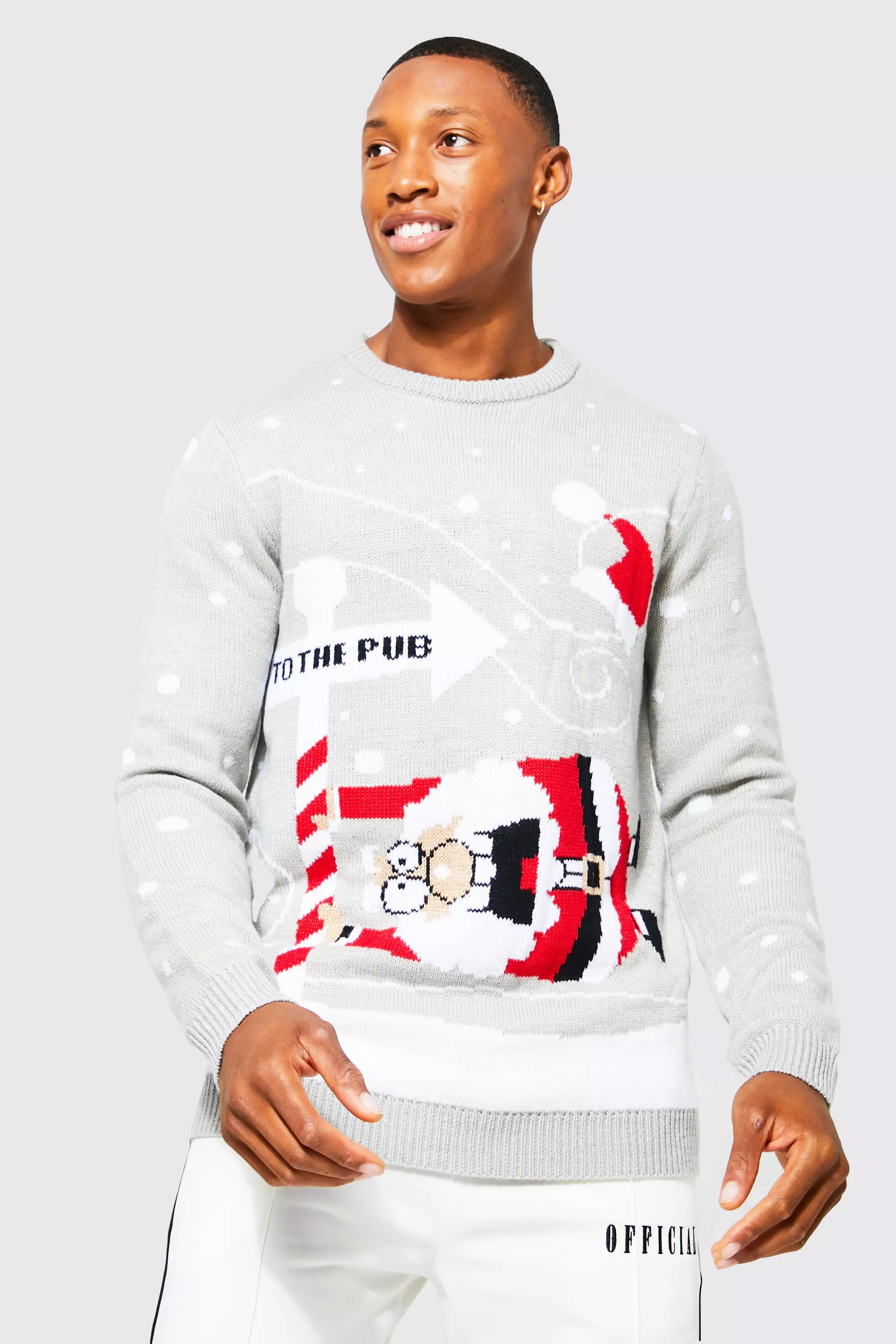 Mens grey clearance christmas jumper